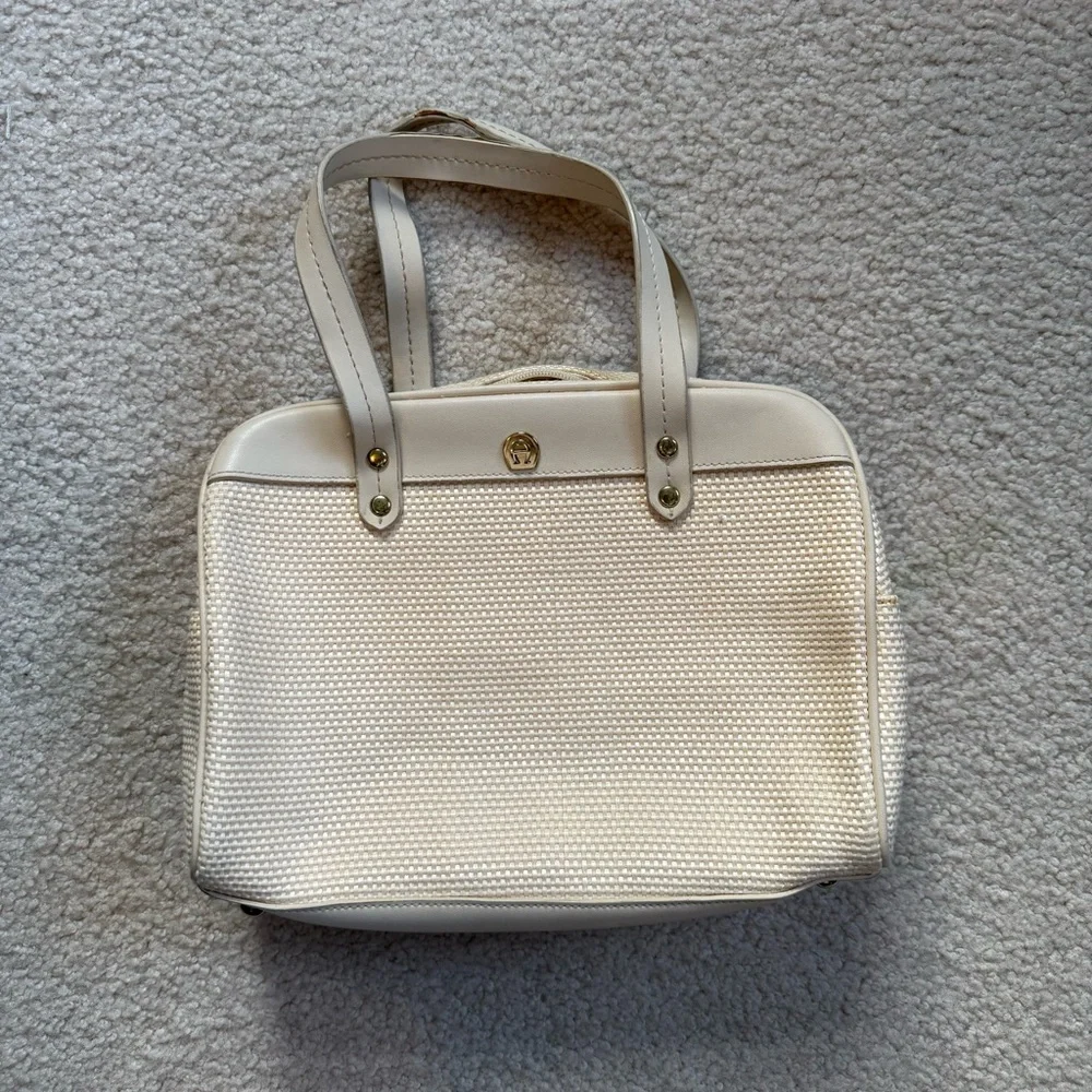 Vintage Étienne Aigner leather and woven handbag